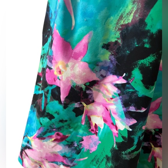 Cynthia Rowley Sz MD Pleated Pockets Skirt Floral Watercolor Girly Blue Pink EUC - Picture 5 of 7